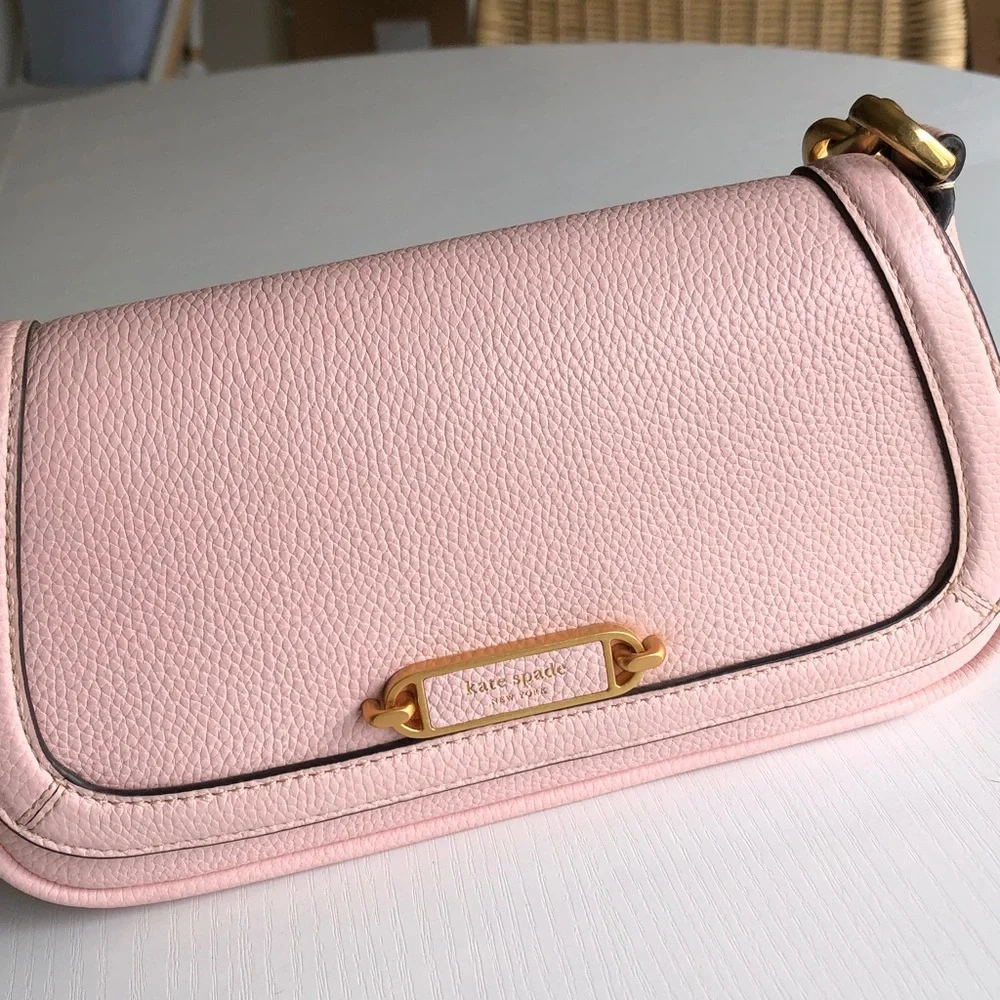 KATE SPADE Gramercy Small Flap Shoulder Bag  in Chalk Pink Pebbled Leather NWOT
